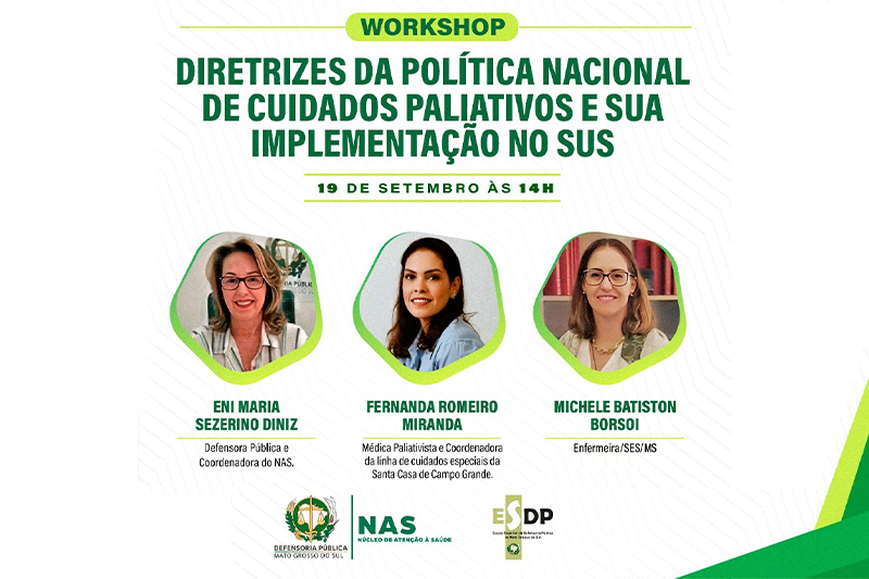 Núcleo da Saúde discute cuidados paliativos no SUS dia 19/09