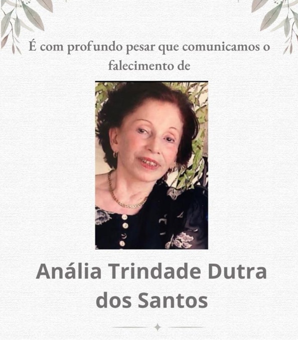Defensoria Pública de MS comunica falecimento de Anália Trindade Dutra dos Santos